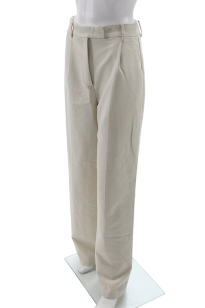 Zara Women Dress Pants Beige Button Polyester Solid Spring Size S