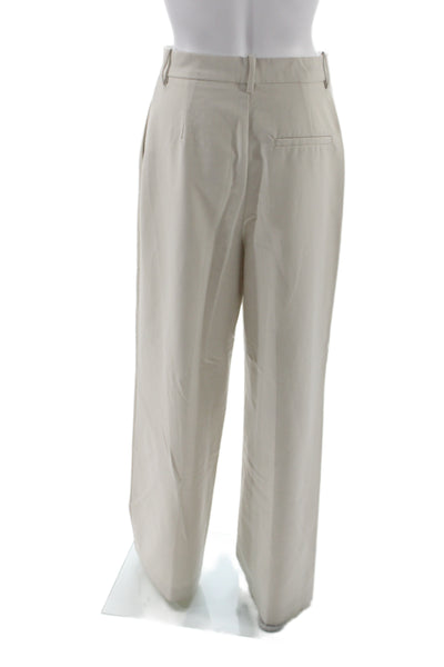 Zara Women Dress Pants Beige Button Polyester Solid Spring Size S