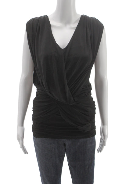BCBGMAXAZRIA Women Tunic Blouse Black V-Neck Acetate Size XS