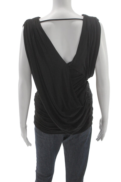 BCBGMAXAZRIA Women Tunic Blouse Black V-Neck Acetate Size XS