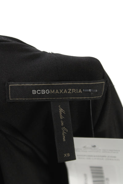BCBGMAXAZRIA Women Tunic Blouse Black V-Neck Acetate Size XS