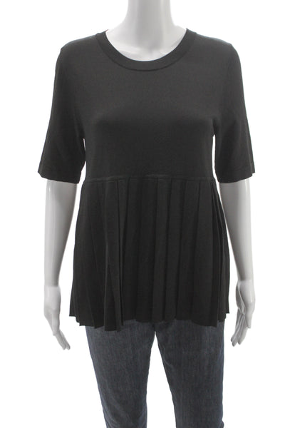 COS Women Black Rayon Tunic Short Sleeve Round Neck Size S