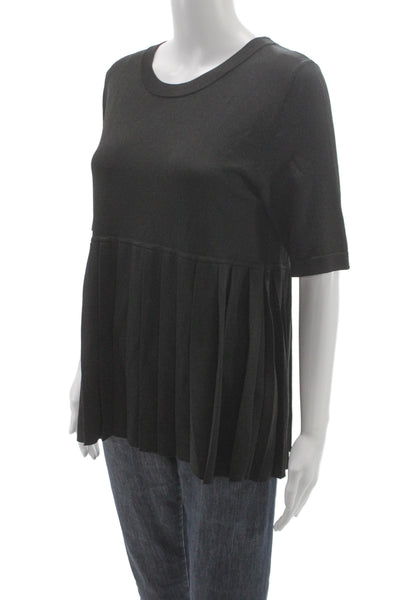 COS Women Black Rayon Tunic Short Sleeve Round Neck Size S