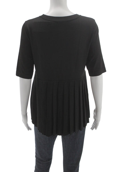 COS Women Black Rayon Tunic Short Sleeve Round Neck Size S