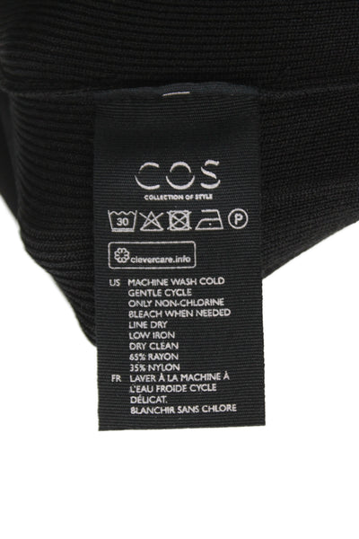 COS Women Black Rayon Tunic Short Sleeve Round Neck Size S