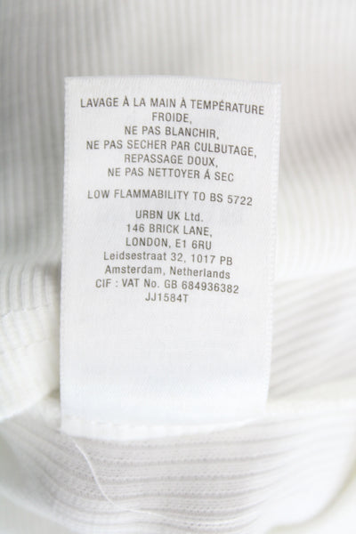 Anthropologie Womens Ruffle T-Shirt White Crewneck Size XS