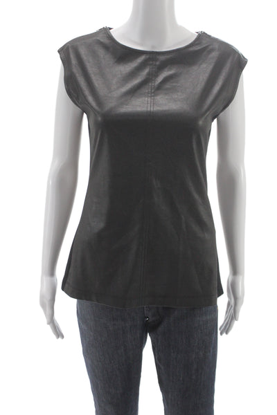 BCBGMAXAZRIA Womens Basic Sleeveless Tank Black Polyurethane Size XS