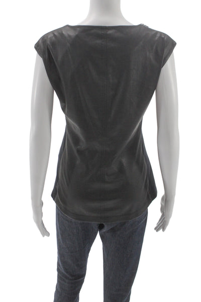 BCBGMAXAZRIA Womens Basic Sleeveless Tank Black Polyurethane Size XS