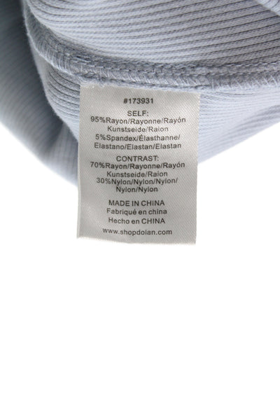 Dolan Women Floral Rayon Jersey Blouse Blue Crew Neck Long Sleeve Size XS