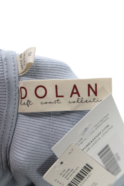 Dolan Women Floral Rayon Jersey Blouse Blue Crew Neck Long Sleeve Size XS