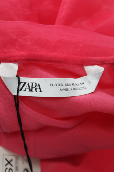 Zara Women Halter Sleeveless Tunic Tank Pink Polyester Summer Size XS