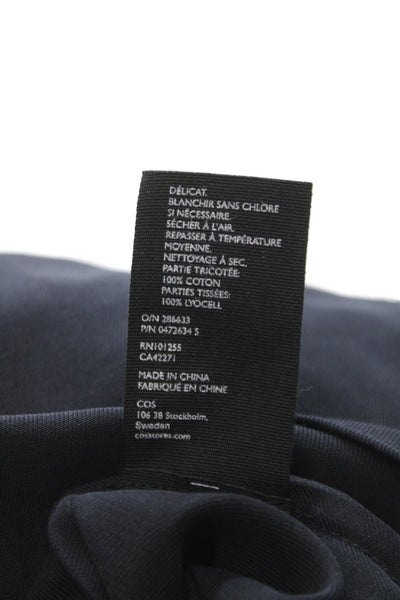 COS Women A-Line Dress Black 3/4 Sleeve Crew Neck 100% Cotton Size XS