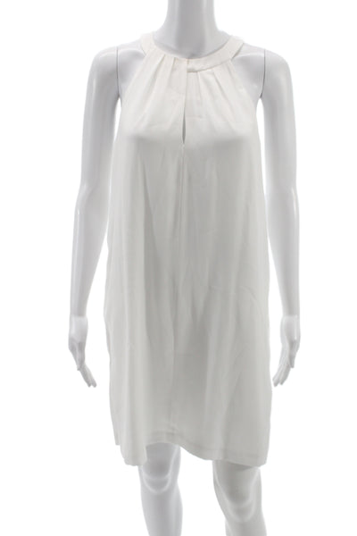 BCBGMAXAZRIA Women White Halter Shift Dress Above Knee Sleeveless Size S