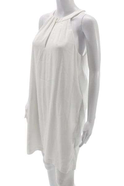BCBGMAXAZRIA Women White Halter Shift Dress Above Knee Sleeveless Size S