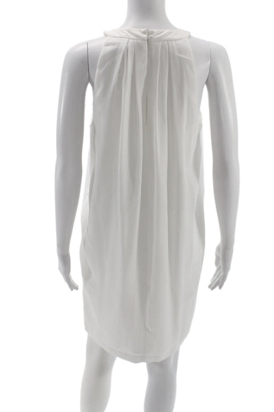 BCBGMAXAZRIA Women White Halter Shift Dress Above Knee Sleeveless Size S