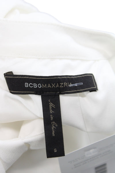 BCBGMAXAZRIA Women White Halter Shift Dress Above Knee Sleeveless Size S