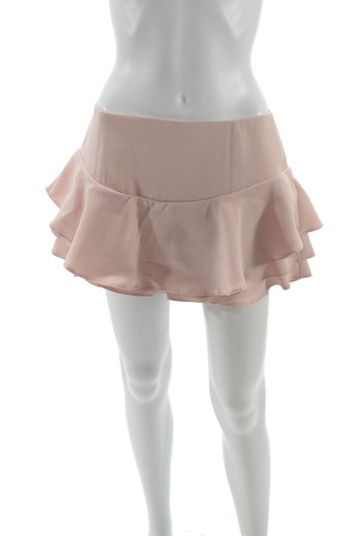 Zara Woman Womens Flare Skirt Pink Zip Polyester Size L