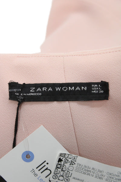 Zara Woman Womens Flare Skirt Pink Zip Polyester Size L
