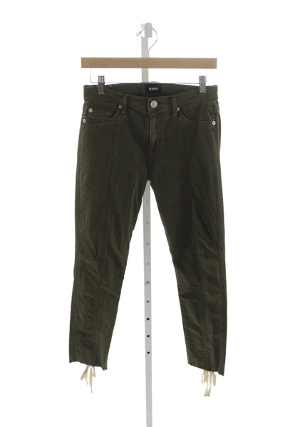 Hudson Women Cropped Green Mid Rise Cotton Jeans Size 27