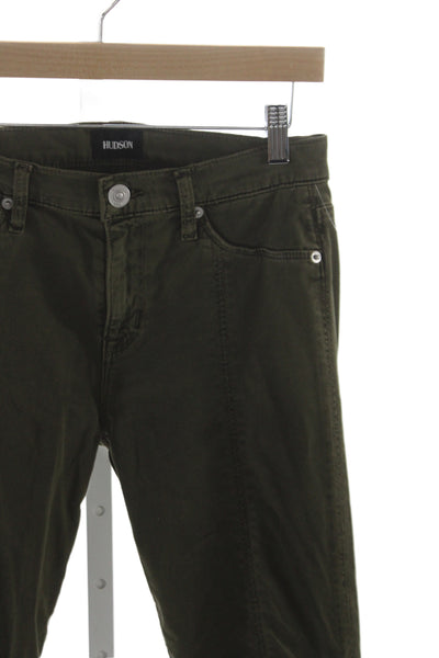 Hudson Women Cropped Green Mid Rise Cotton Jeans Size 27