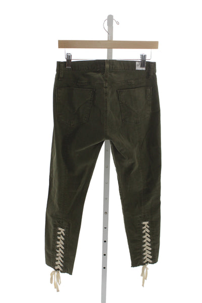 Hudson Women Cropped Green Mid Rise Cotton Jeans Size 27
