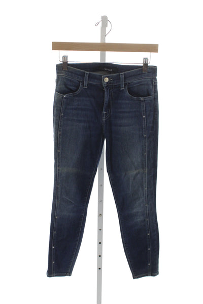 J Brand Women Skinny Jeans Blue Mid-Rise Studded Cotton Size 26
