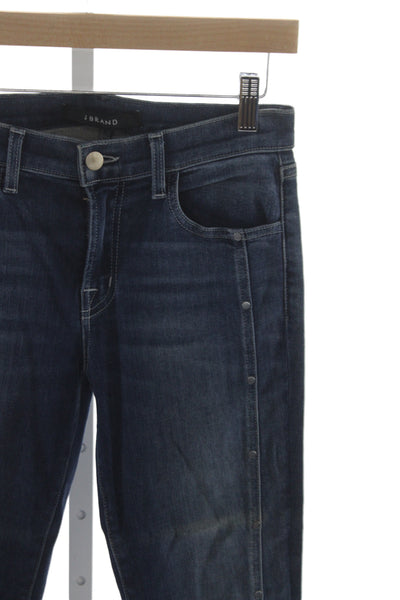J Brand Women Skinny Jeans Blue Mid-Rise Studded Cotton Size 26