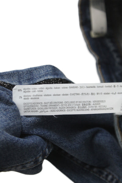 Zara Women Skinny Jeans Blue Mid Rise 25in Cotton Distressed Size 38
