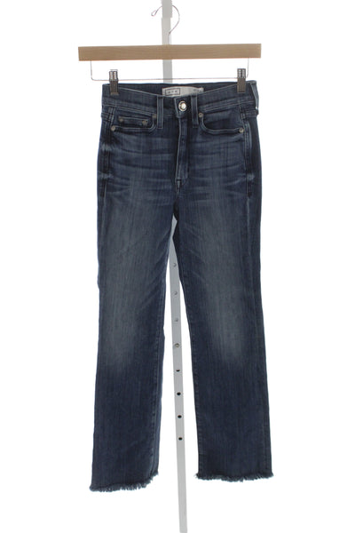 AYR Women High Waist Straight Jeans Blue Button Cotton Size 23