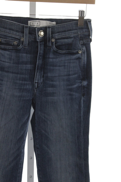 AYR Women High Waist Straight Jeans Blue Button Cotton Size 23