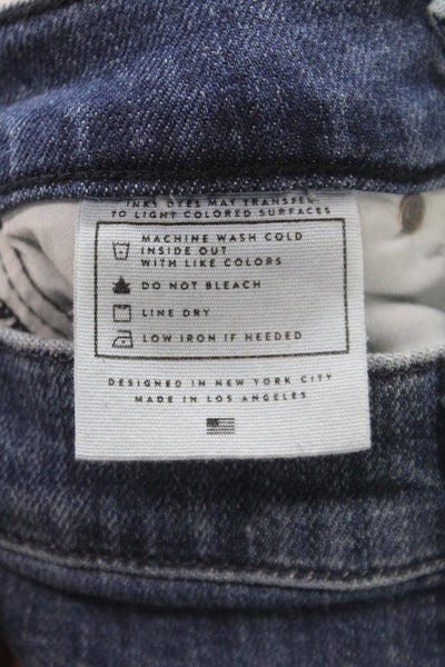 AYR Women High Waist Straight Jeans Blue Button Cotton Size 23