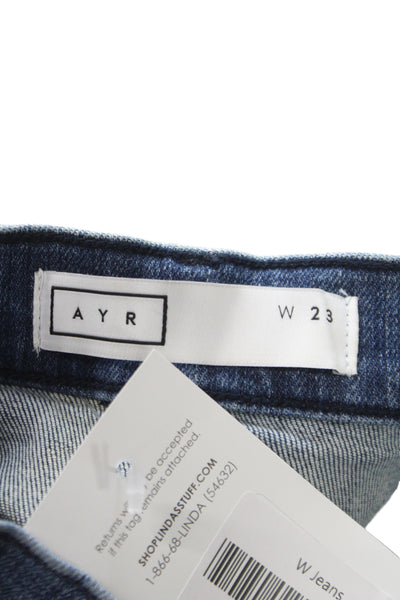 AYR Women High Waist Straight Jeans Blue Button Cotton Size 23
