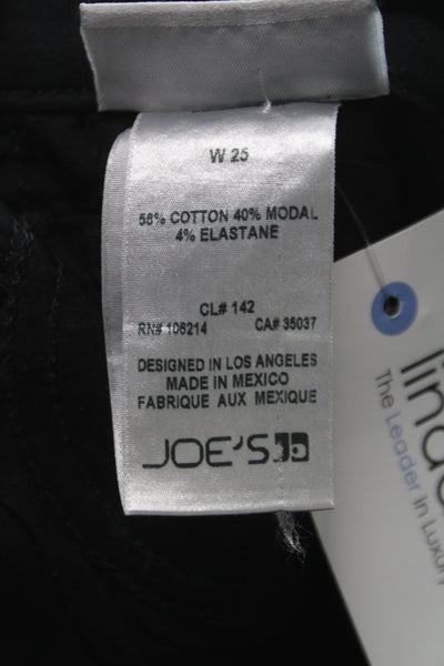 Joes Womens Skinny Black Jeans Cotton Mid Rise Button Inseam 26 Size 25