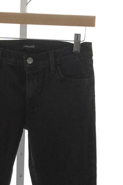 J Brand Women Ankle Jeans Black Mid-Rise Distressed 25in Cotton Blend Size 26