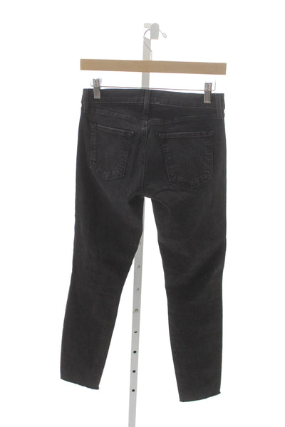 J Brand Women Ankle Jeans Black Mid-Rise Distressed 25in Cotton Blend Size 26