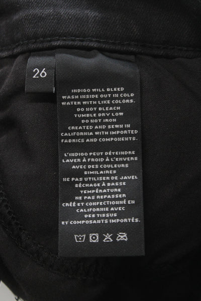 J Brand Women Ankle Jeans Black Mid-Rise Distressed 25in Cotton Blend Size 26