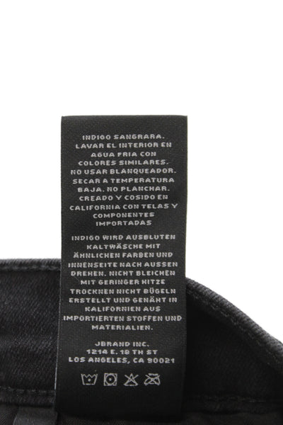 J Brand Women Ankle Jeans Black Mid-Rise Distressed 25in Cotton Blend Size 26