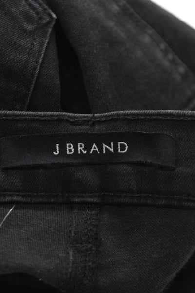 J Brand Women Ankle Jeans Black Mid-Rise Distressed 25in Cotton Blend Size 26