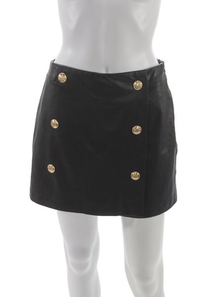 Zara Women Wrap Skirt Black Polyester Solid Military Size M