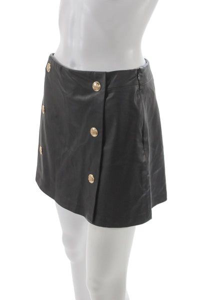 Zara Women Wrap Skirt Black Polyester Solid Military Size M