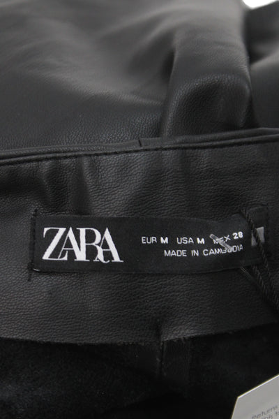 Zara Women Wrap Skirt Black Polyester Solid Military Size M