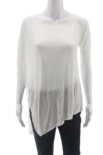 Theory Womens Linen Blend Boat Neck Short Sleeve Tunic White Size S Petite