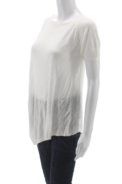 Theory Womens Linen Blend Boat Neck Short Sleeve Tunic White Size S Petite