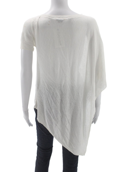 Theory Womens Linen Blend Boat Neck Short Sleeve Tunic White Size S Petite