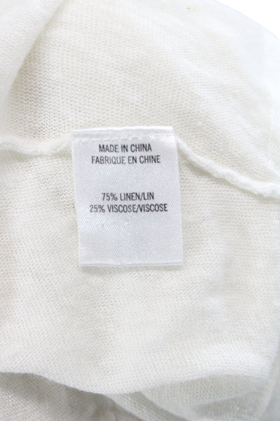 Theory Womens Linen Blend Boat Neck Short Sleeve Tunic White Size S Petite
