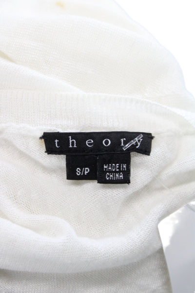 Theory Womens Linen Blend Boat Neck Short Sleeve Tunic White Size S Petite