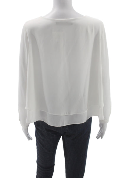 Zara Womens Basic White Polyester Round Neck Long Sleeve Blouse Size M