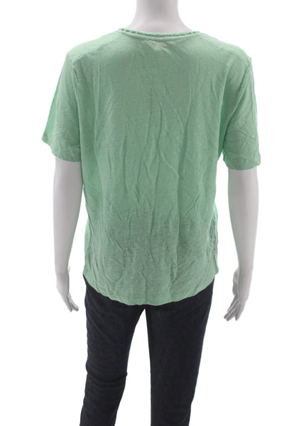 Maje Womens Basic V-Neck Cotton T-Shirt Short Sleeve Green Bohemian Size 3