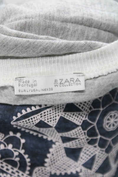 Zara Womens Bohemian Geometric Basic Short Sleeve Round Neck T-Shirt Size L