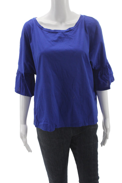 Weekend Max Mara Women Blue Boat Neck Basic Blouse 3/4 Sleeve Spring Size XL